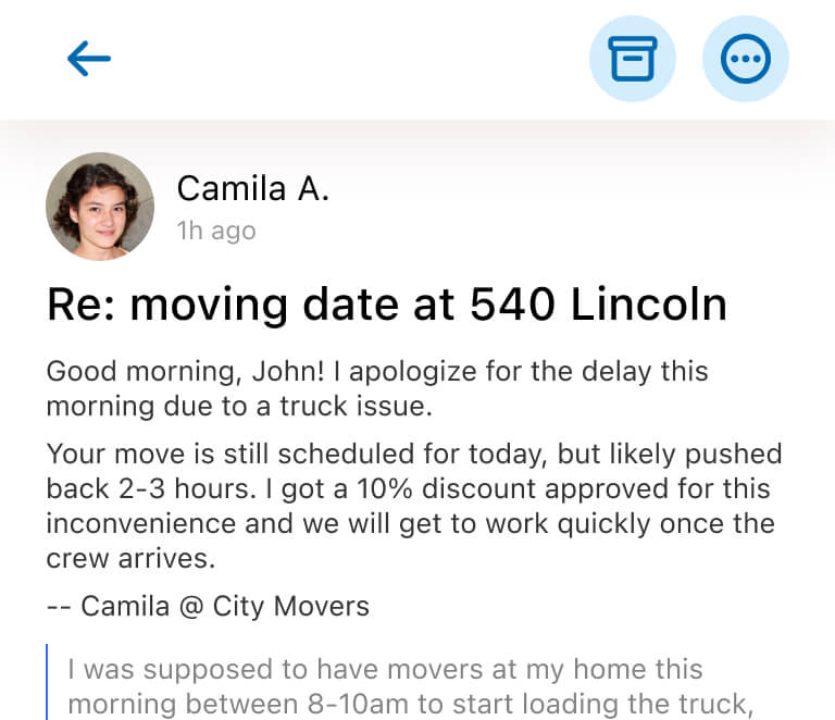 Email response example